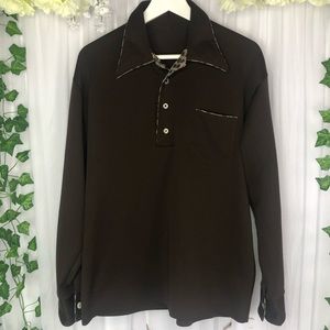 Brown 70s button down with peekaboo accents